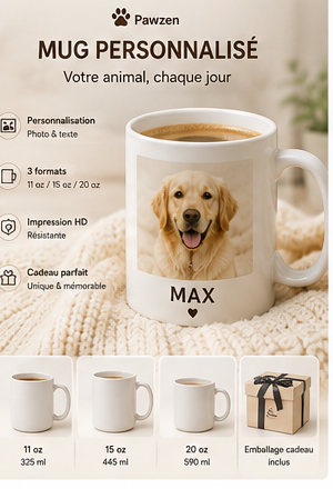 Mug personnalisé Pawzen avec photo de votre compagnon