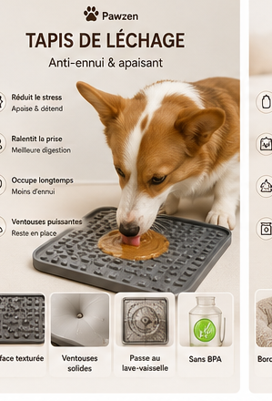 Tapis de léchage Pawzen à ventouses pour chien